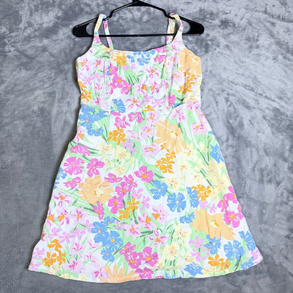 Old Navy Floral Fit and Flare Womens Small Sun Dress Sleeveless Smocked Pockets
